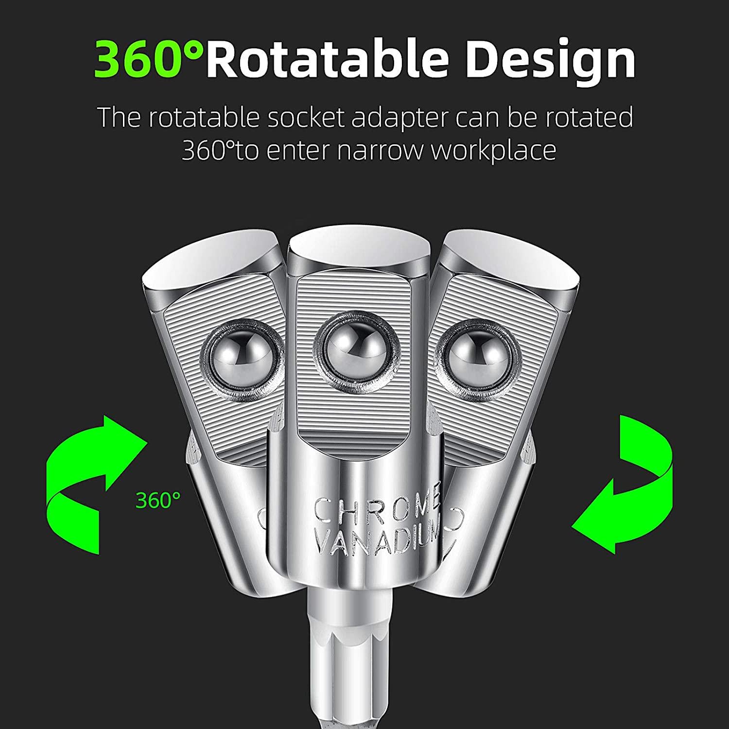 Honoson, Power Drill Sockets Adapter Set Impact Driver Adapter 360 Degree Rotatable Hex Shank Impact Driver Socket Adapter Socket to Drill Adapter 1/4 Inch 3/8 Inch 1/2 Inch (6)