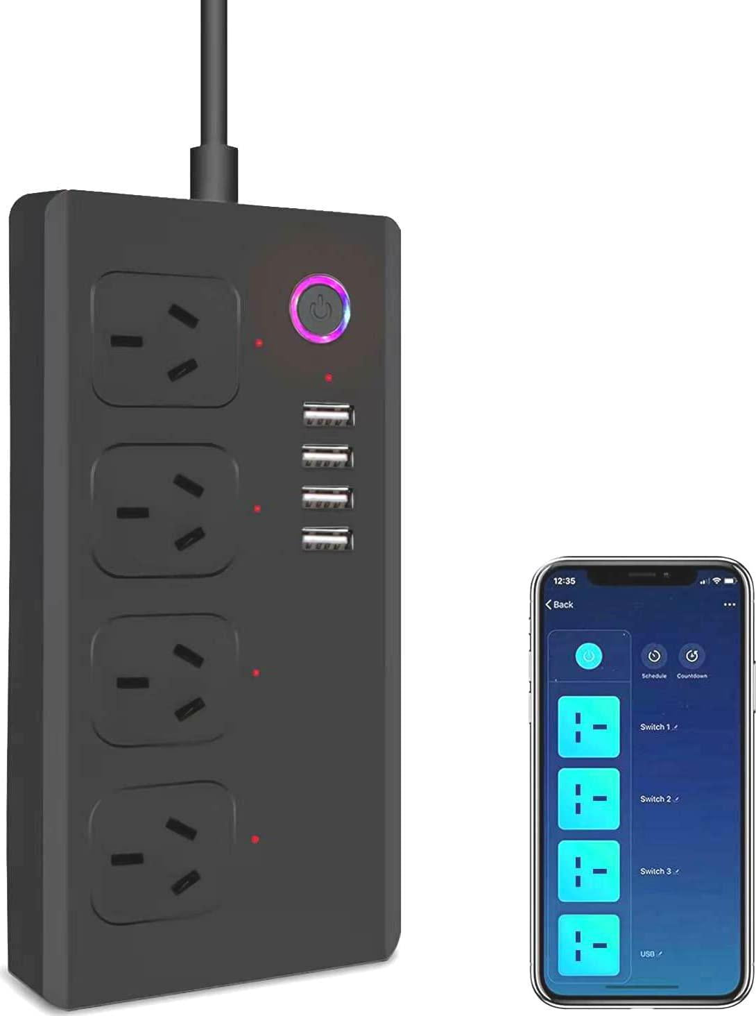 Jinvoo, Power Strip Surge Protector USB Socket Outlet,Timing Function, Smart Life Compatible with Alexa and Google Assistant, Control Your Devices from Anywhere, No Hub Required,SAA Certified Overload protection