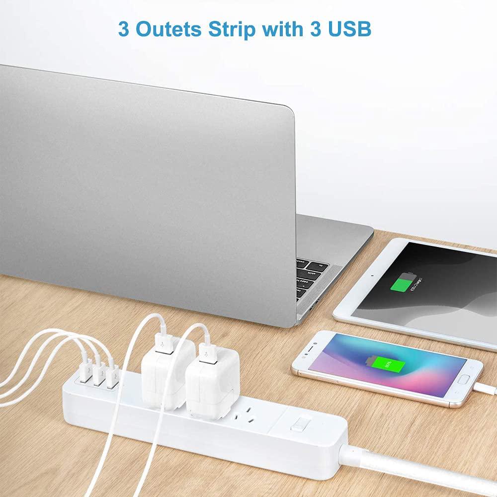 HMNXG, Power Strip with Surge Protector, HMNXG SAA Approved 6 in 1 USB Power Board 3 Outlets and 3 USB Charging Ports for Household and Office