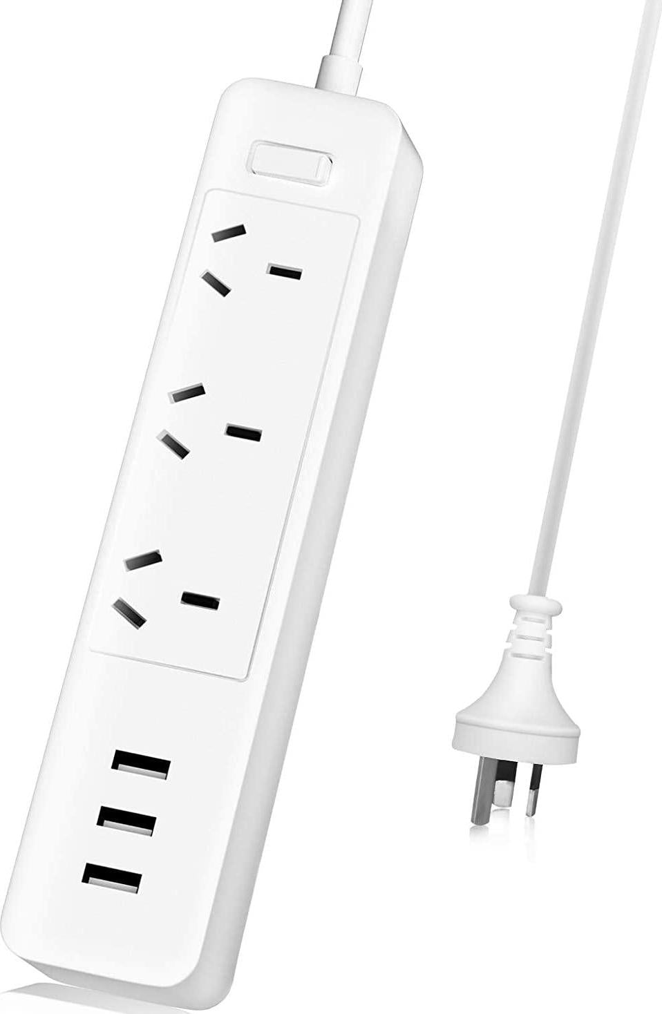 HITRENDS, Power Strip with USB, HITRENDS Power Board 3 Outlets and 3 USB Charging Ports, 6 in 1 Surge Protector for Household and Office (2500W,1.8M Extension Cord)