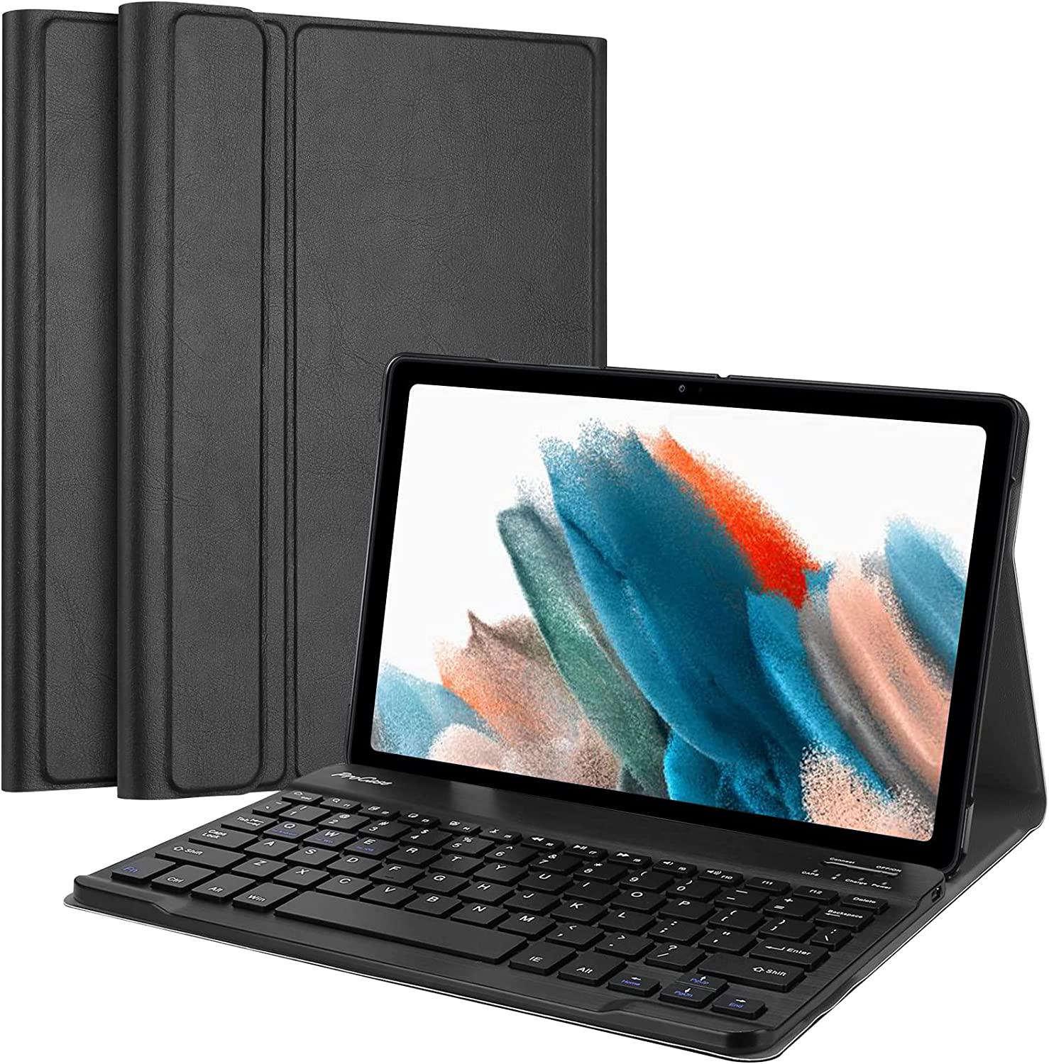 Procase, ProCase for Galaxy Tab A8 10.5 Inch 2022 Keyboard Case SM-X200 X205 X207, Protective Cover Case with Detachable Wireless Keyboard for Galaxy Tab A8 10.5 2022 Black